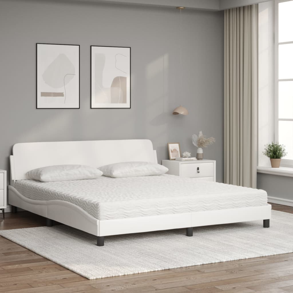 Letto con Materasso Bianco 180x200 cm in Similpelle