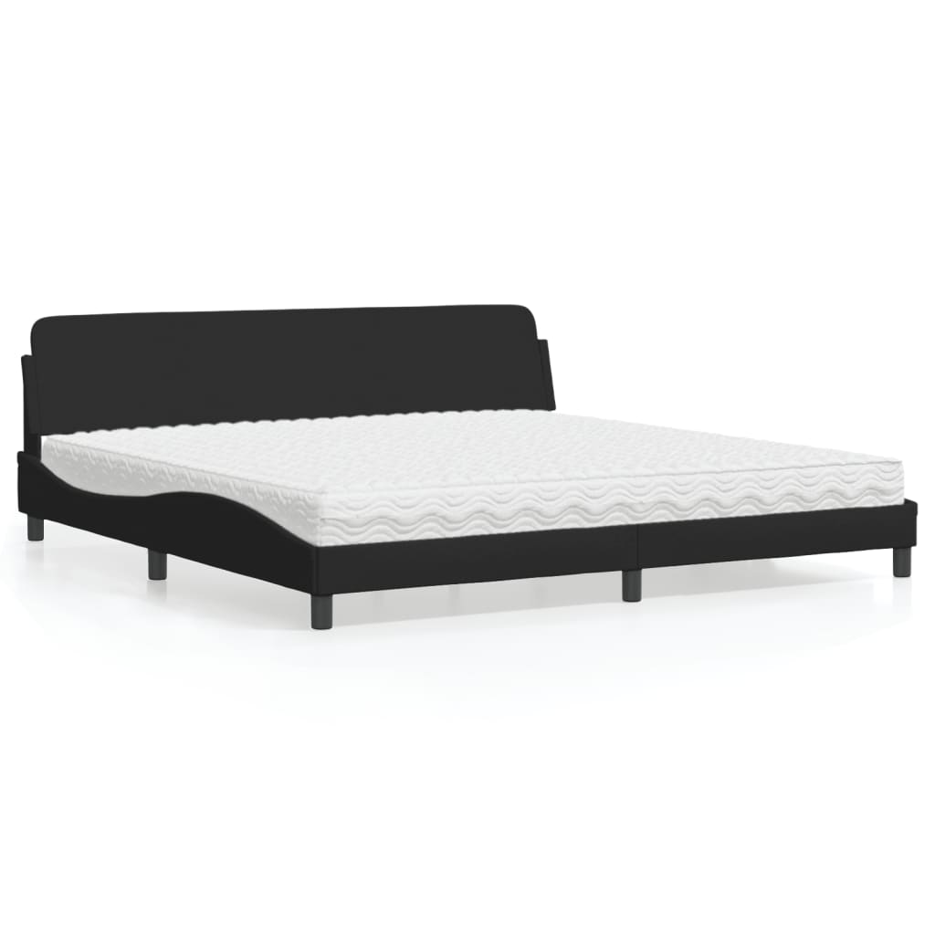 Letto con Materasso Dover Nero 200x200 cm in Tessuto