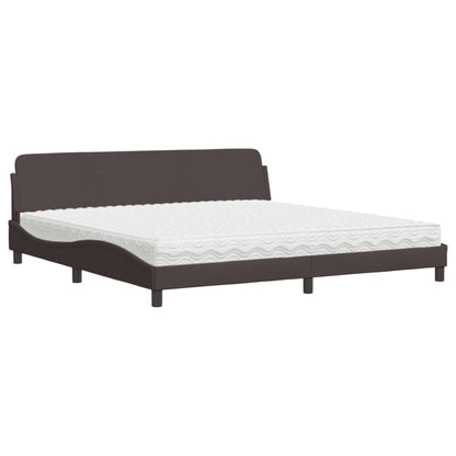 Letto con Materasso Dover Marrone Scuro 200x200 cm in Tessuto