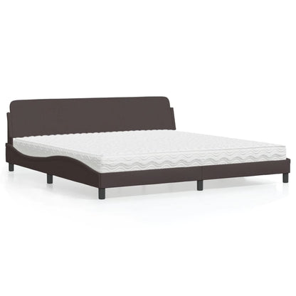 Letto con Materasso Dover Marrone Scuro 200x200 cm in Tessuto