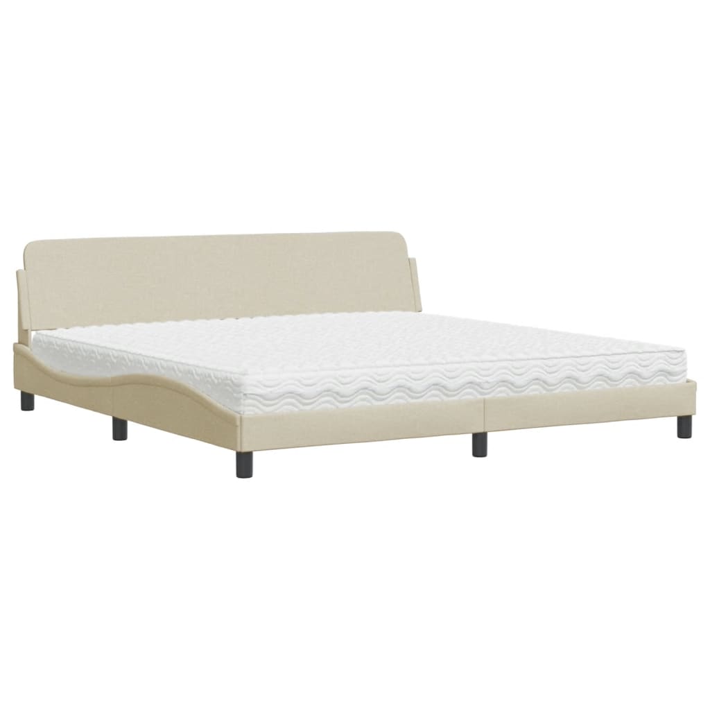 Letto con Materasso Dover Crema 200x200 cm in Tessuto