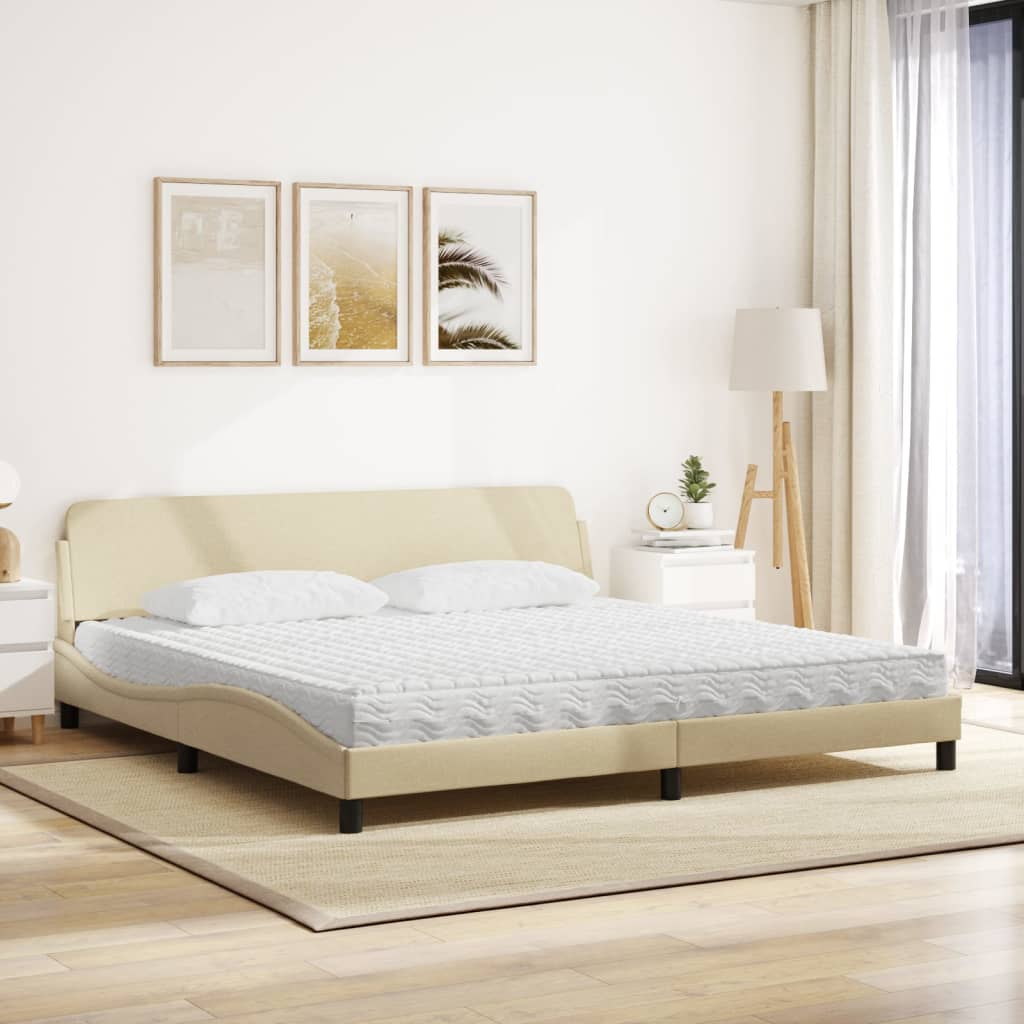 Letto con Materasso Dover Crema 200x200 cm in Tessuto