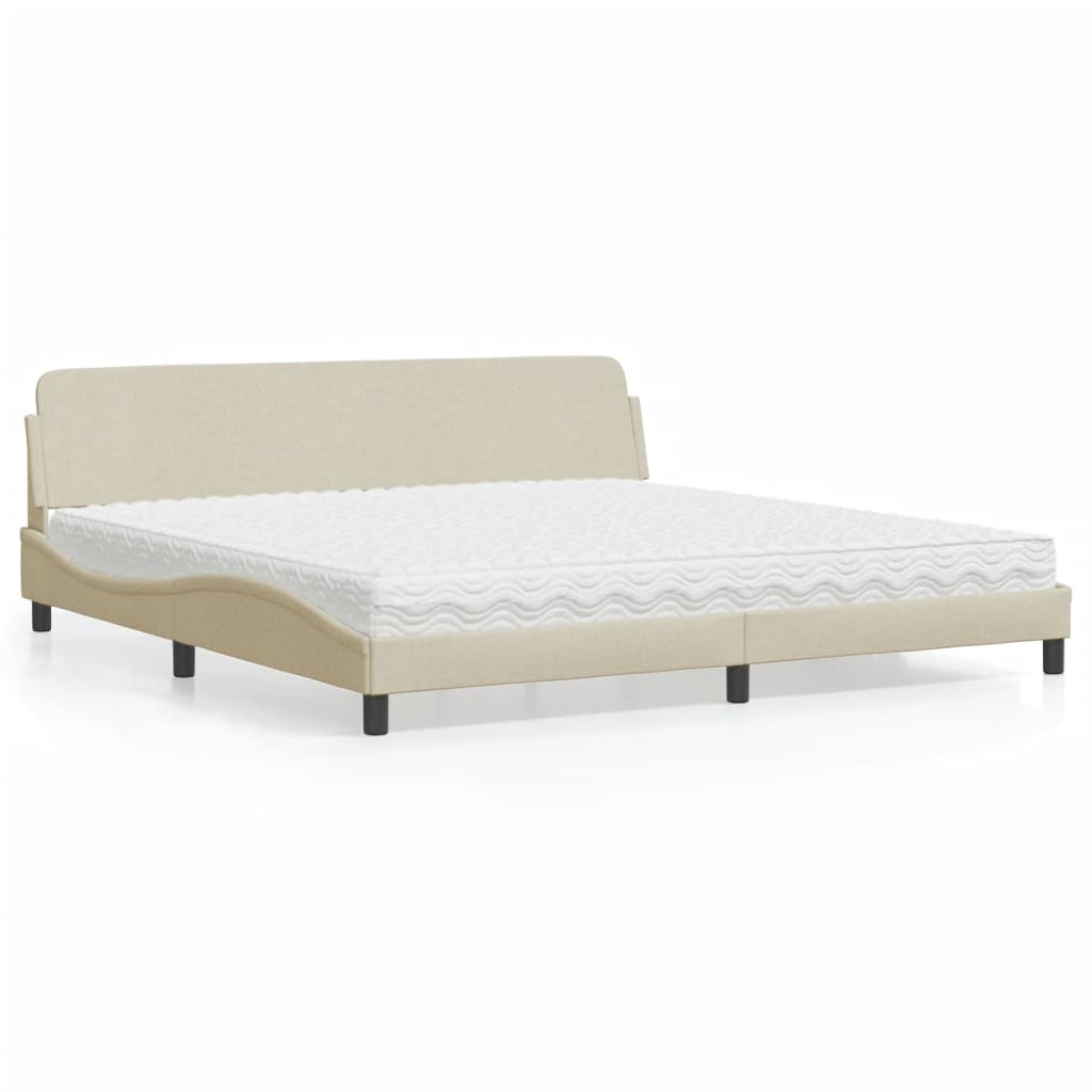 Letto con Materasso Dover Crema 200x200 cm in Tessuto