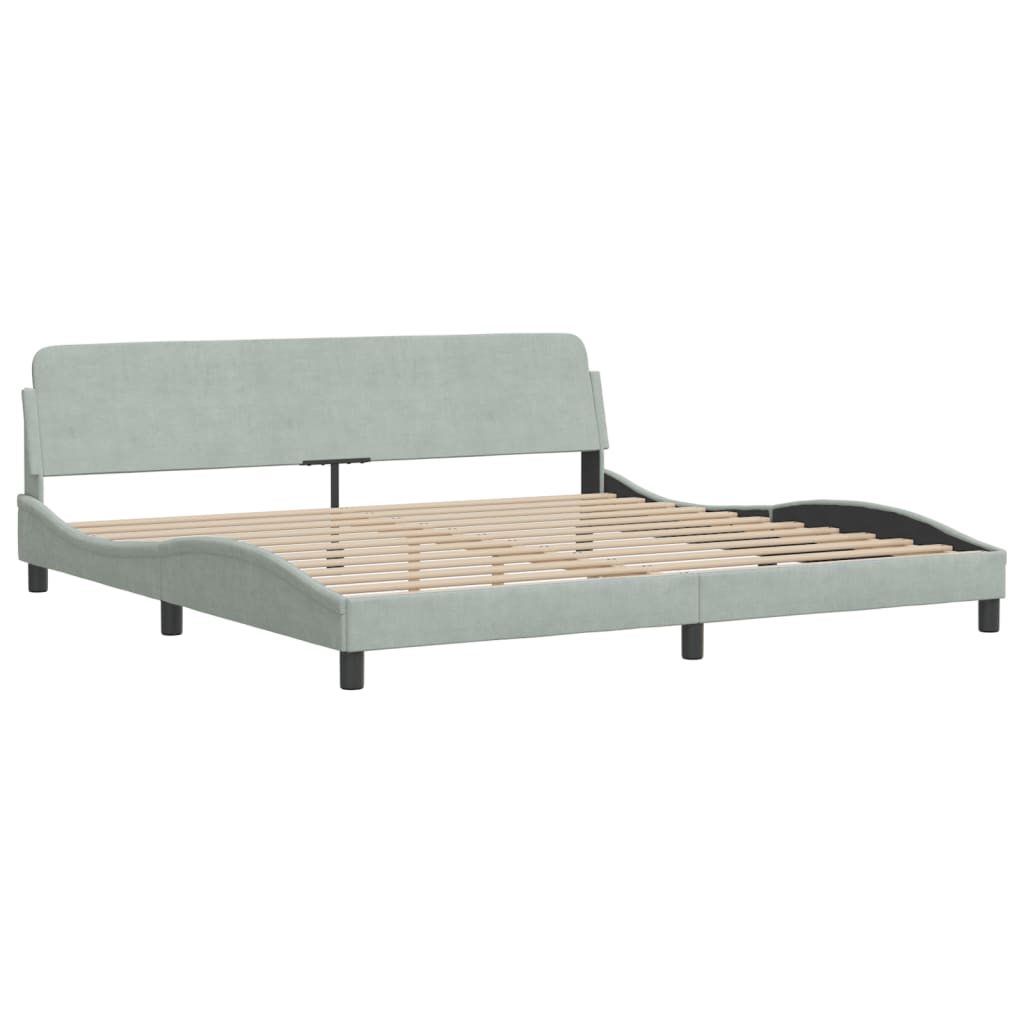 Letto con Materasso Grigio Chiaro 200x200cm Velluto