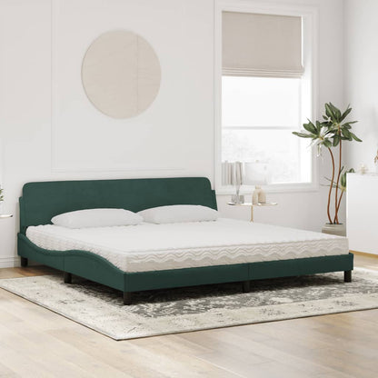 Letto con Materasso Verde Scuro 200x200 cm Velluto