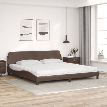 Letto con Materasso Marrone 200x200cm in Similpelle