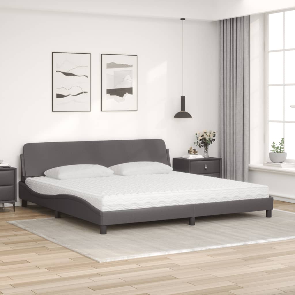 Letto con Materasso Grigio 200x200 cm in Similpelle