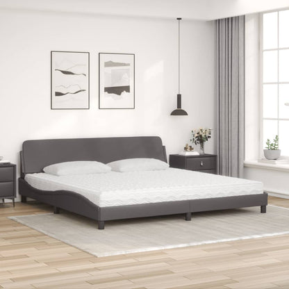 Letto con Materasso Grigio 200x200 cm in Similpelle