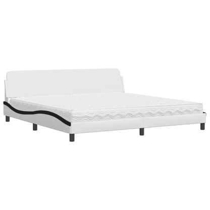 Letto con Materasso Bianco e Nero 200x200cm in Similpelle