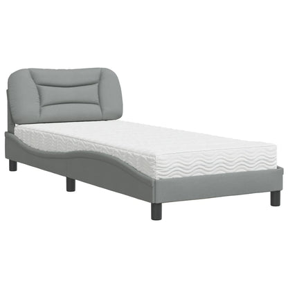 Letto con Materasso Hvar Grigio Chiaro 80x200 cm in Tessuto