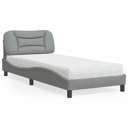 Letto con Materasso Hvar Grigio Chiaro 80x200 cm in Tessuto