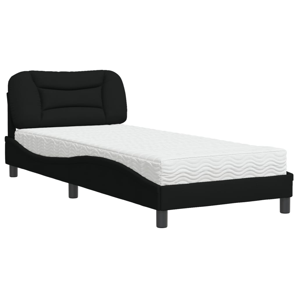 Letto con Materasso Hvar Nero 80x200 cm in Tessuto