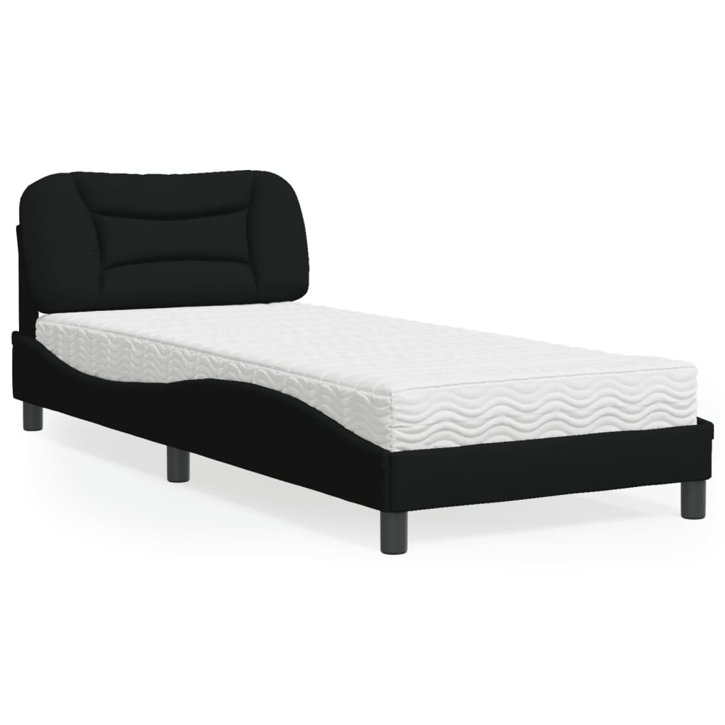 Letto con Materasso Hvar Nero 80x200 cm in Tessuto