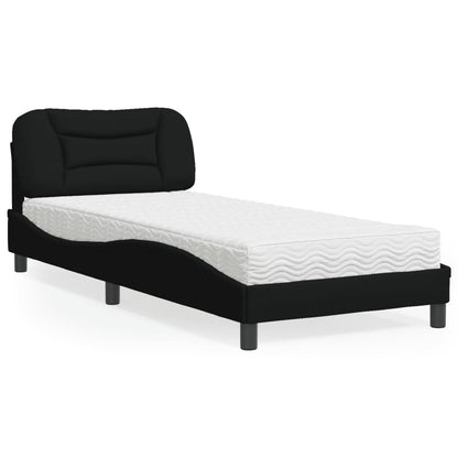 Letto con Materasso Hvar Nero 80x200 cm in Tessuto