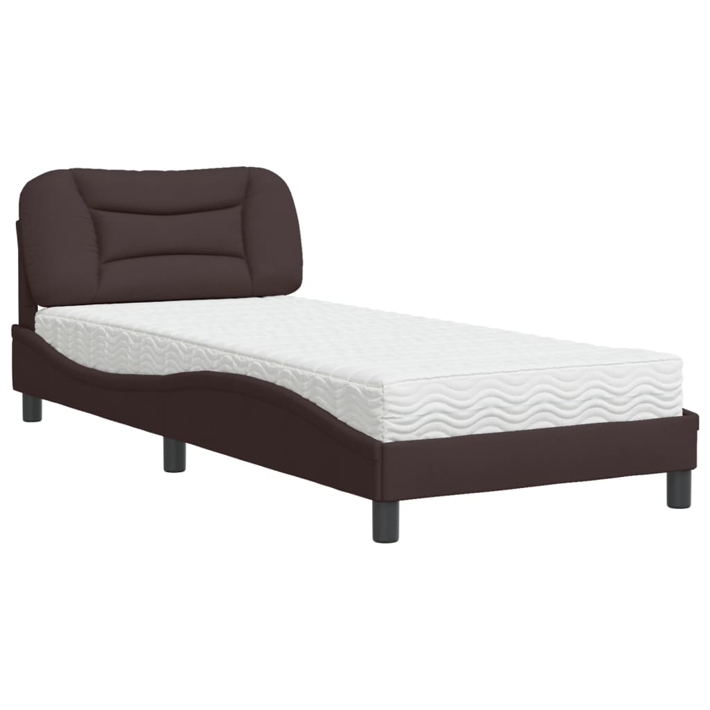 Letto con Materasso Hvar Marrone Scuro 80x200 cm in Tessuto