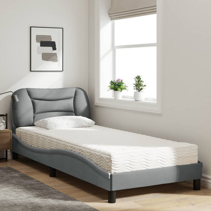 Letto con Materasso Hvar Grigio Chiaro 90x190 cm in Tessuto