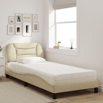 Letto con Materasso Hvar Crema 90x190 cm in Tessuto