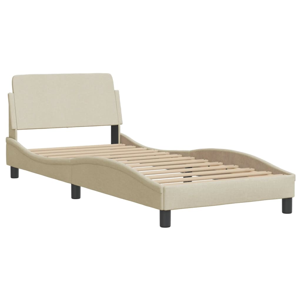 Letto con Materasso Crema 90x190 cm in Tessuto