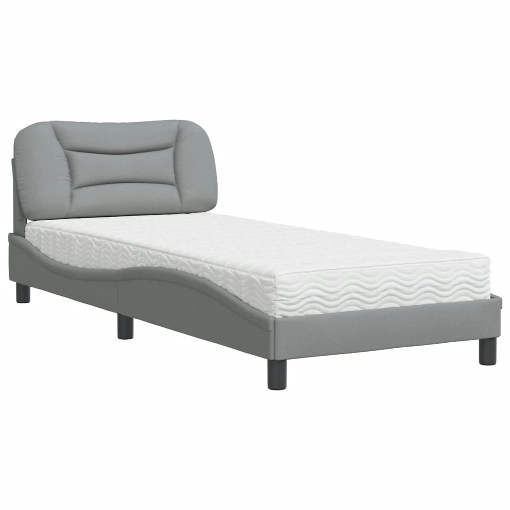 Letto con Materasso Hvar Grigio Chiaro 90x200 cm in Tessuto