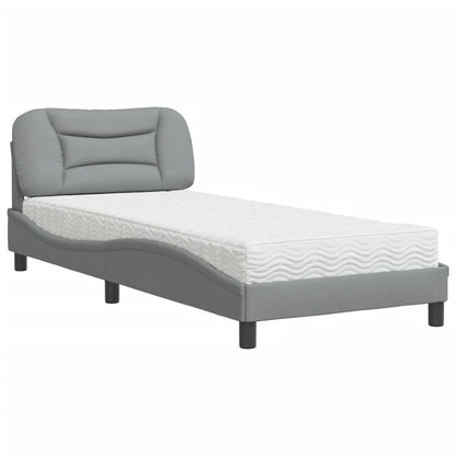 Letto con Materasso Hvar Grigio Chiaro 90x200 cm in Tessuto
