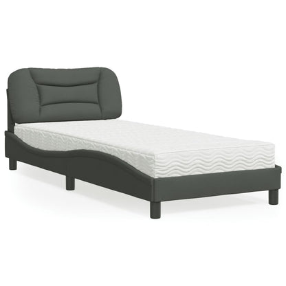 Letto con Materasso Hvar Grigio Scuro 90x200 cm in Tessuto