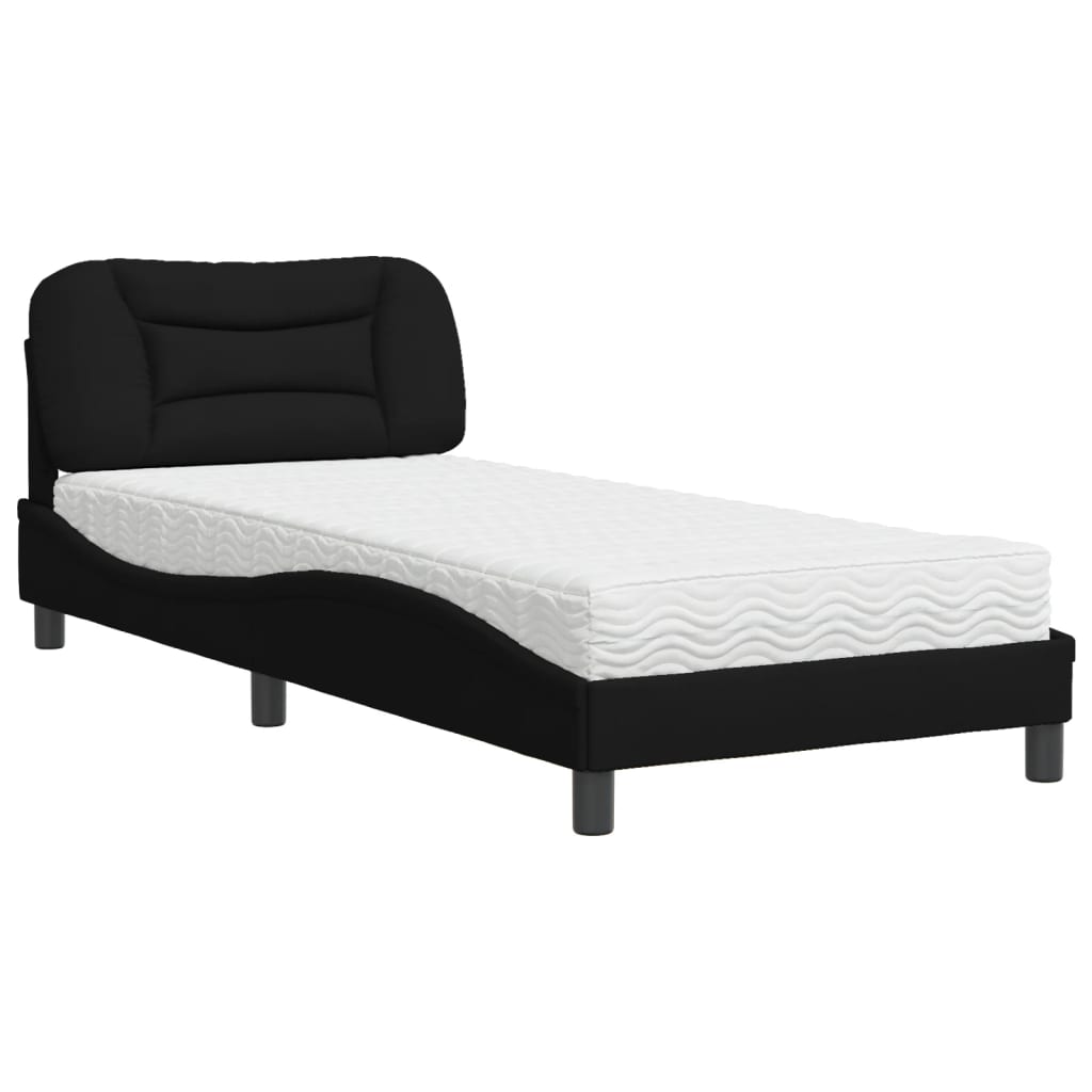 Letto con Materasso Hvar Nero 90x200 cm in Tessuto