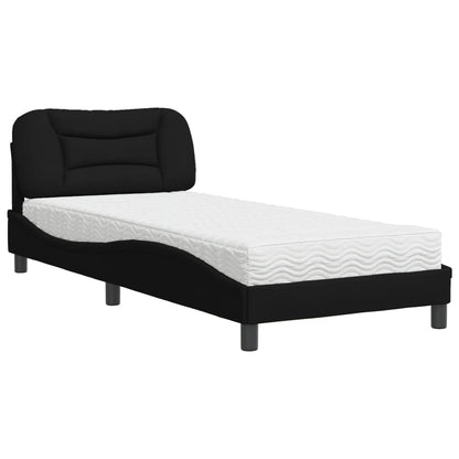Letto con Materasso Hvar Nero 90x200 cm in Tessuto