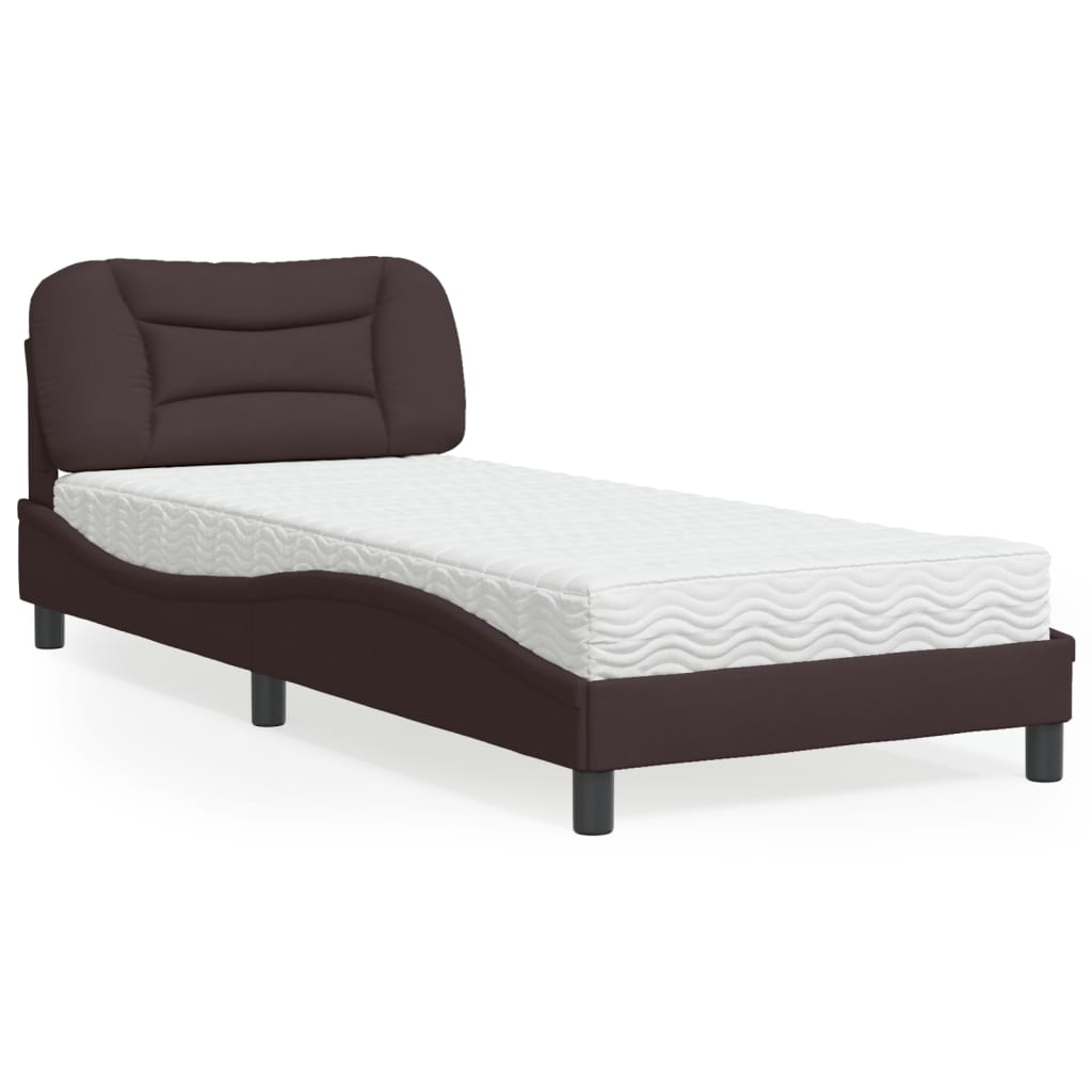 Letto con Materasso Hvar Marrone Scuro 90x200 cm in Tessuto