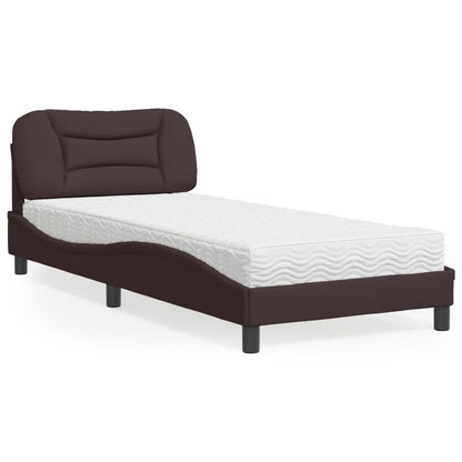 Letto con Materasso Hvar Marrone Scuro 90x200 cm in Tessuto