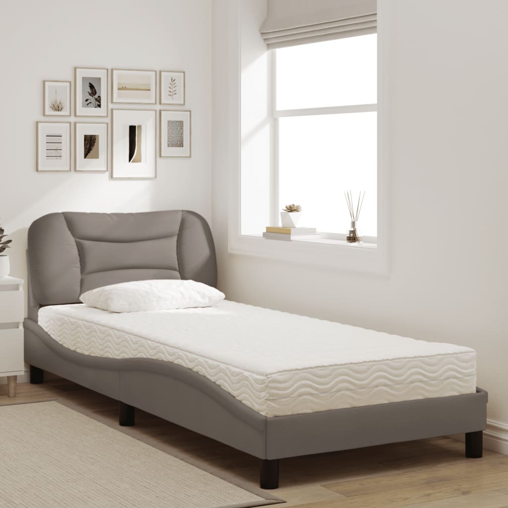 Letto con Materasso Hvar Tortora 90x200 cm in Tessuto