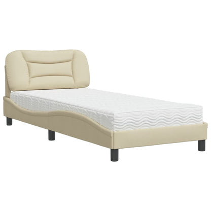 Letto con Materasso Hvar Crema 90x200 cm in Tessuto