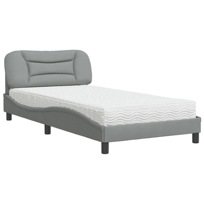 Letto con Materasso Hvar Grigio Chiaro 100x200 cm in Tessuto