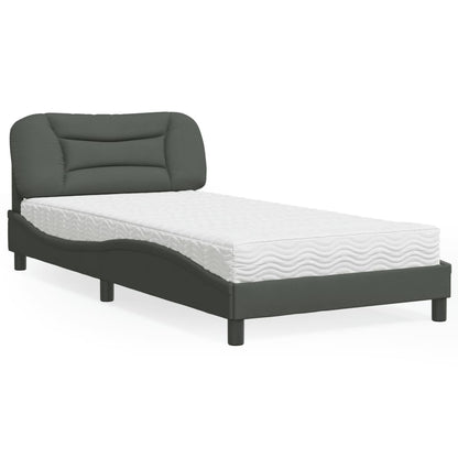 Letto con Materasso Hvar Grigio Scuro 100x200 cm in Tessuto