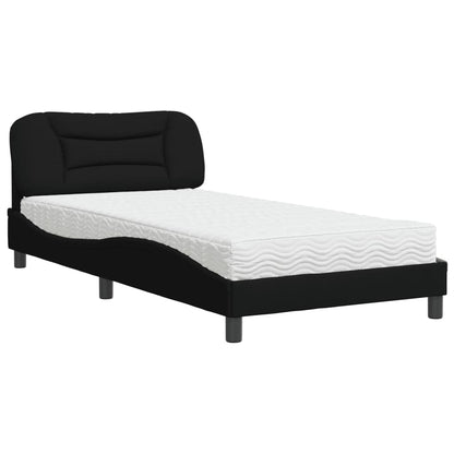 Letto con Materasso Hvar Nero 100x200 cm in Tessuto