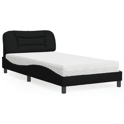 Letto con Materasso Hvar Nero 100x200 cm in Tessuto