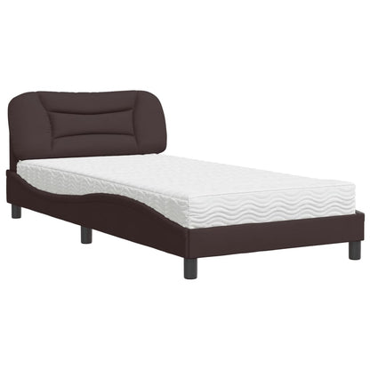 Letto con Materasso Hvar Marrone Scuro 100x200 cm in Tessuto