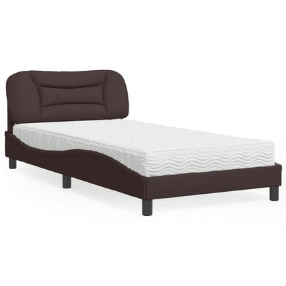 Letto con Materasso Hvar Marrone Scuro 100x200 cm in Tessuto