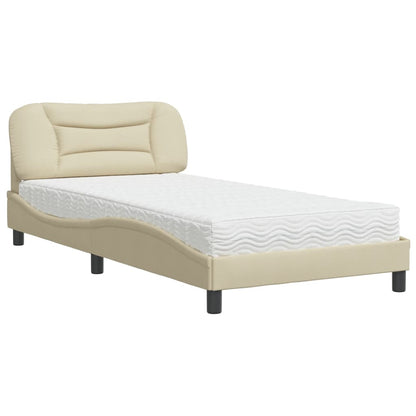 Letto con Materasso Hvar Crema 100x200 cm in Tessuto