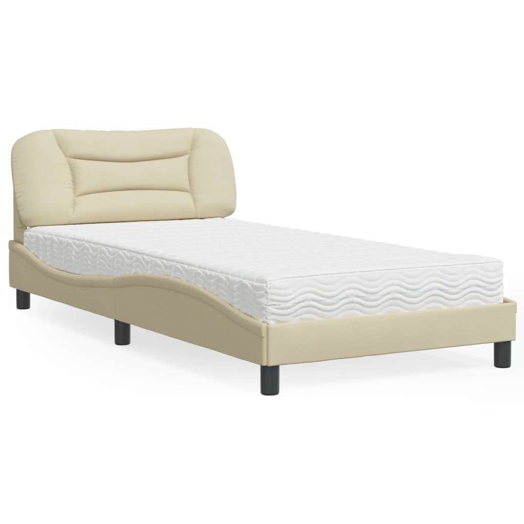 Letto con Materasso Hvar Crema 100x200 cm in Tessuto