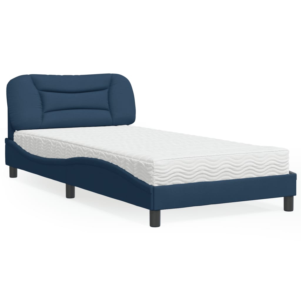 Letto con Materasso Hvar Blu 100x200 cm in Tessuto