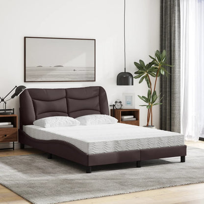 Letto con Materasso Hvar Marrone Scuro 120x200cm Tessuto