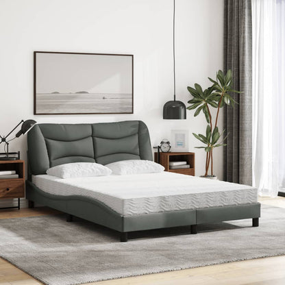 Letto con Materasso Grigio Scuro 140x190 cm Tessuto