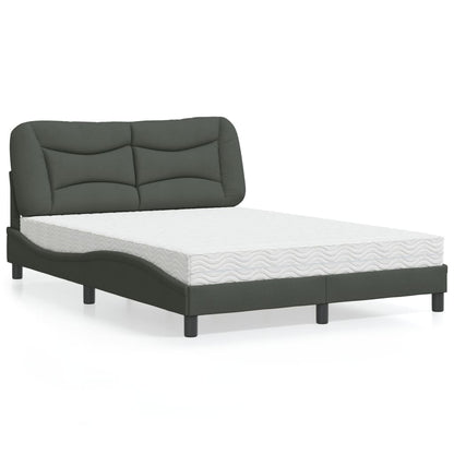 Letto con Materasso Hvar Grigio Scuro 140x190 cm Tessuto