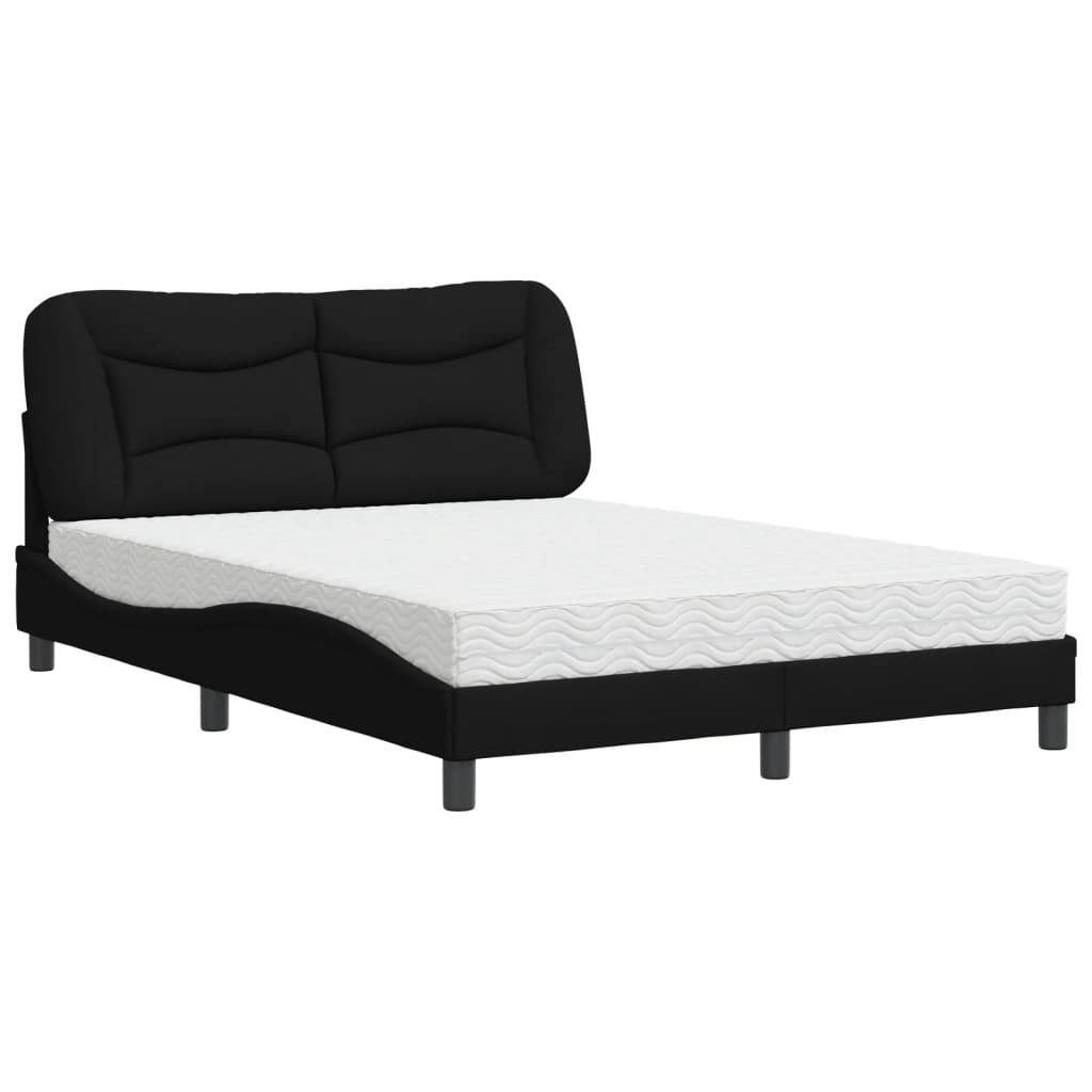 Letto con Materasso Hvar Nero 140x190 cm in Tessuto