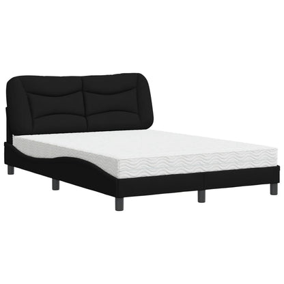 Letto con Materasso Hvar Nero 140x190 cm in Tessuto