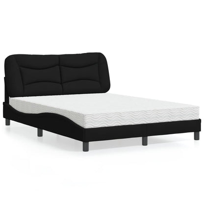 Letto con Materasso Hvar Nero 140x190 cm in Tessuto