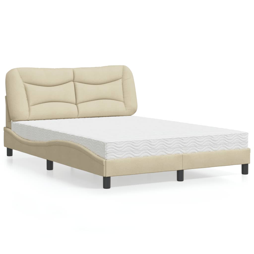 Letto con Materasso Hvar Crema 140x19 cm in Tessuto