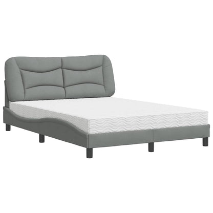 Letto con Materasso Hvar Grigio Chiaro 140x200cm Tessuto