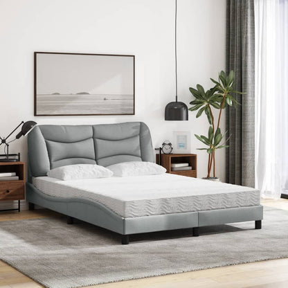 Letto con Materasso Hvar Grigio Chiaro 140x200cm Tessuto
