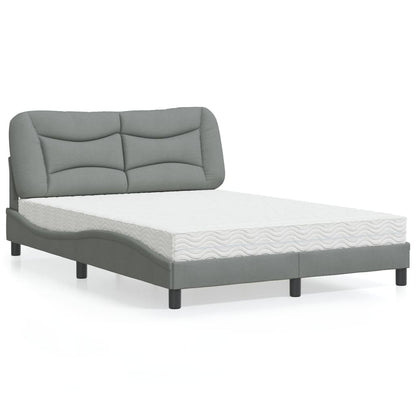 Letto con Materasso Hvar Grigio Chiaro 140x200cm Tessuto